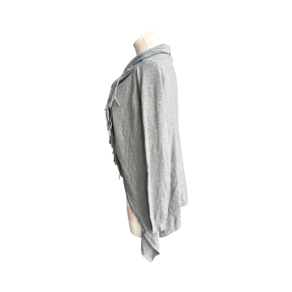 Lovestitch Asymmetrical  Fringe Cardigan - Gray - Small - Picture 3 of 9